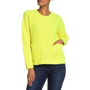 NWOT MELLÓDAY Women's Neon Two Pocket Knit Crew Neck Sweater